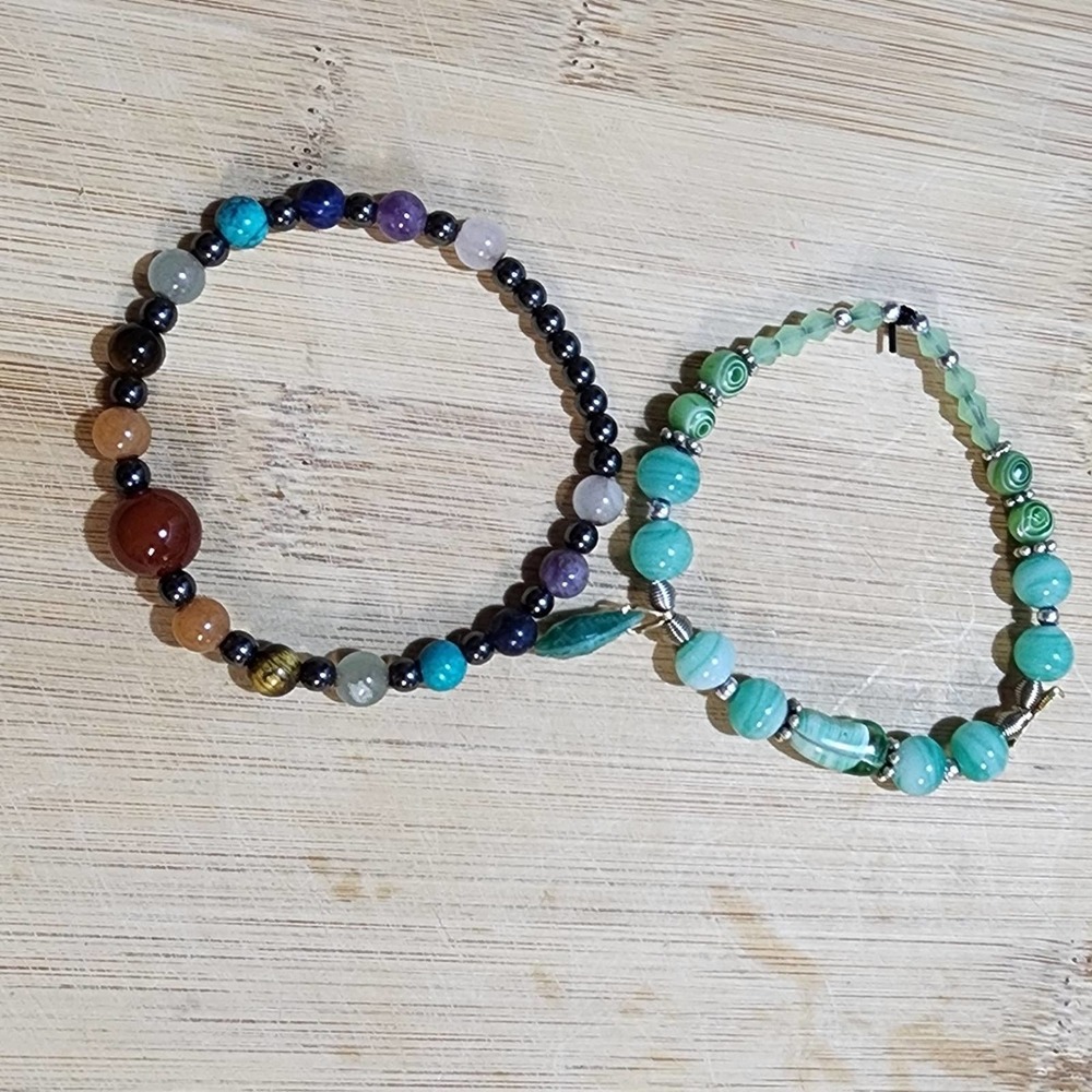 Semi‎ precious stones beaded stretch bracelets